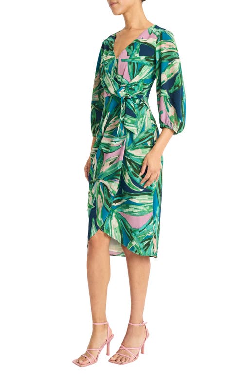 Maggy London Crepe Midi Dress In Navy/green