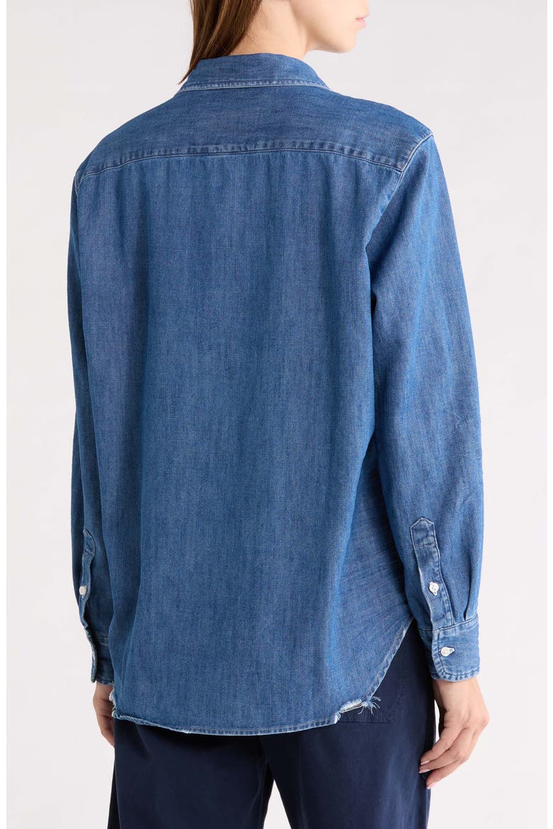 Eileen Relaxed Denim Button-Up Shirt, Alternate, color, DISTRESSED INDIGO WASHED DENIM