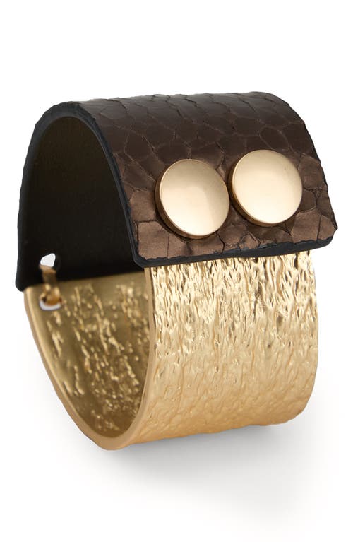 Saachi Textured Link Faux Leather Cuff Bracelet In Multi
