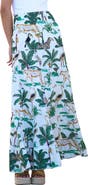 Yumi Animal Print Cotton Tiered Maxi Skirt
