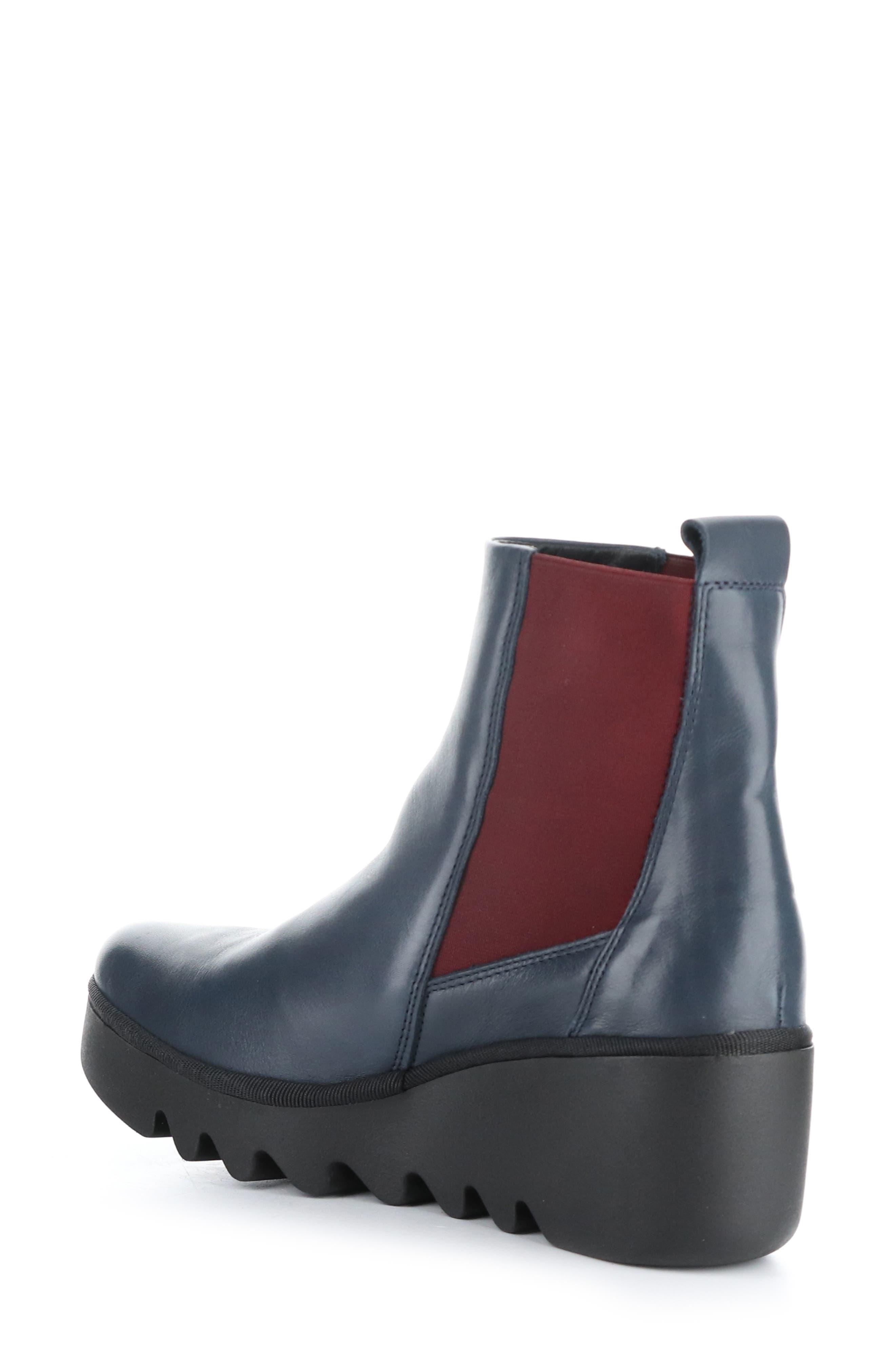 Fly Long Bagu Wedge Chelsea Boot, Alternate, color, NAVY/ WINE