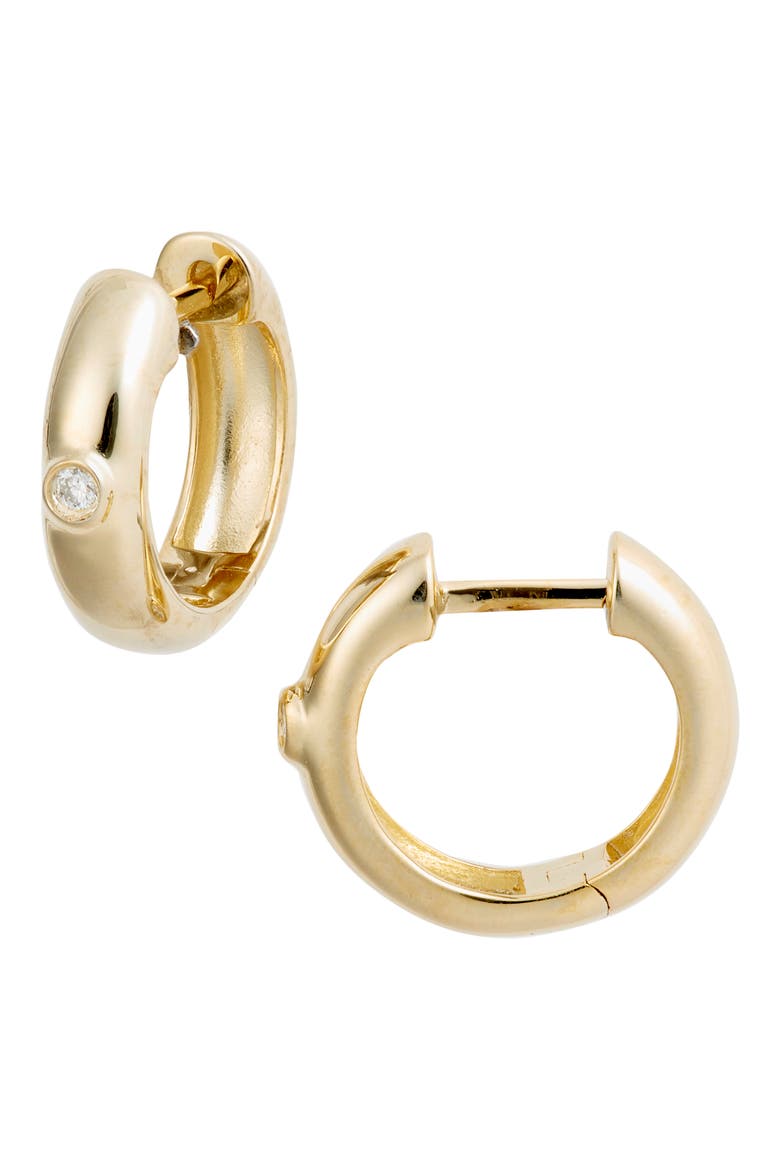 Court Diamond Huggie Hoop Earrings, Main, color, YELLOW