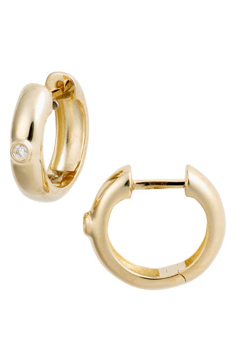 Court Diamond Huggie Hoop Earrings