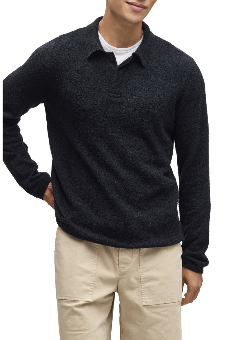 CozyChic® Lite Long Sleeve Polo Shirt, Main, color, BLACK