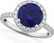 ALLUREZ Halo Blue Sapphire & Diamond Engagement Ring 14K
