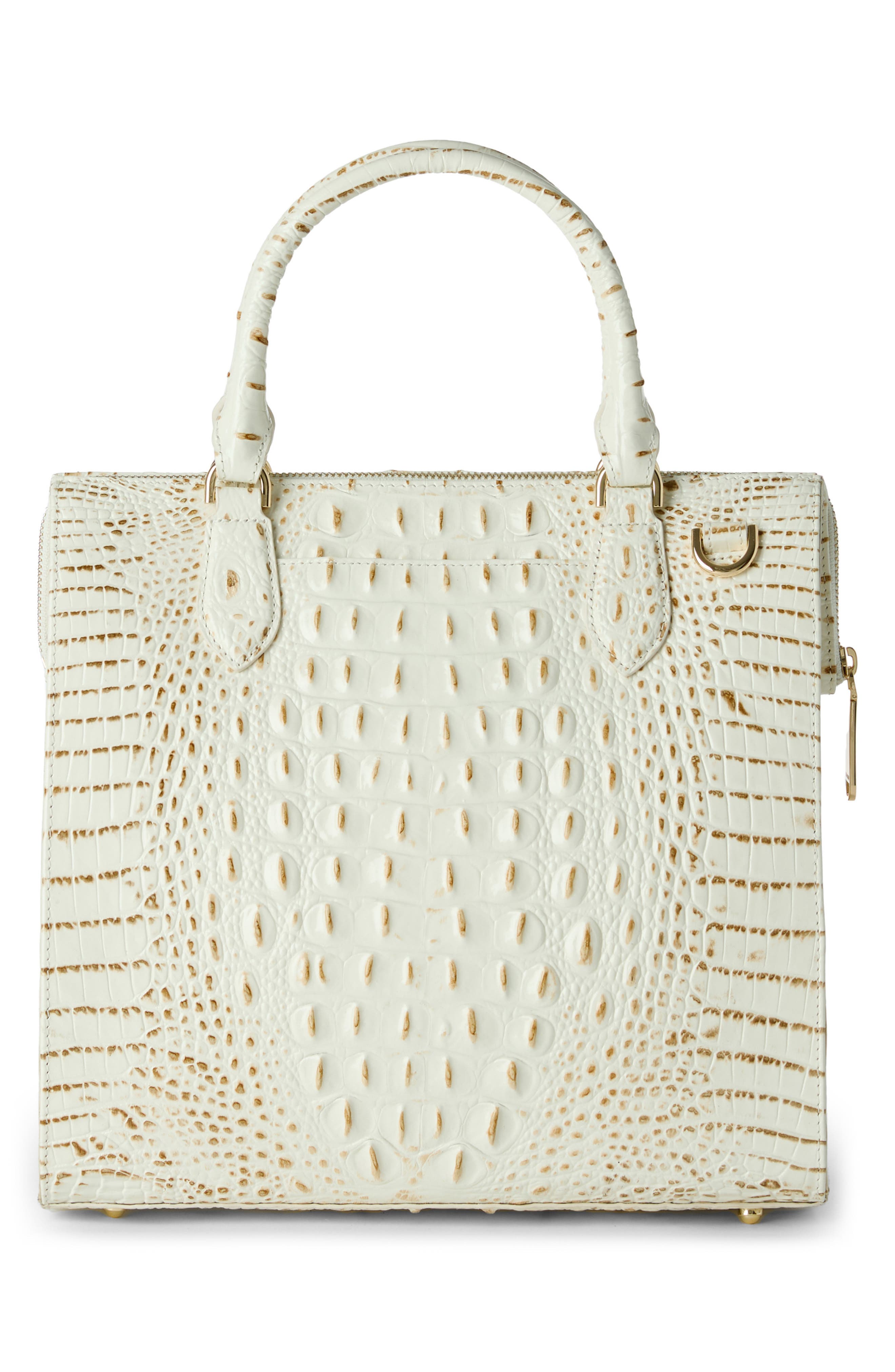 Brahmin Caroline Snowdrift Croc Embossed Leather Satchel, Alternate, color, 