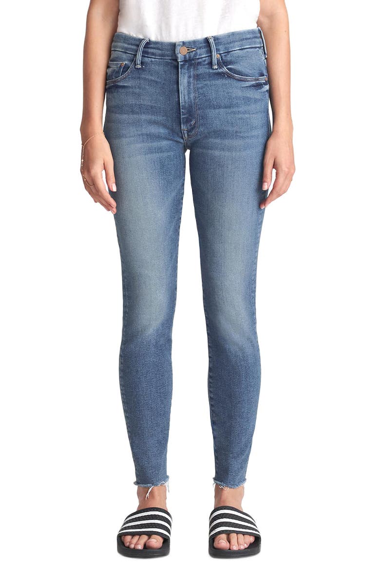 The Looker High Waist Frayed Ankle Skinny Jeans, Main, color, HOP ON HOP OFF