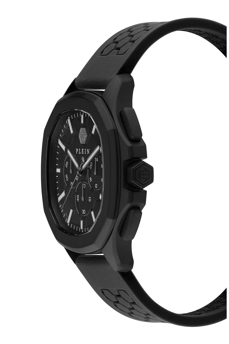 Spectre Chronograph Silicone Strap Watch, 44mm, Alternate, color, IP BLACK
