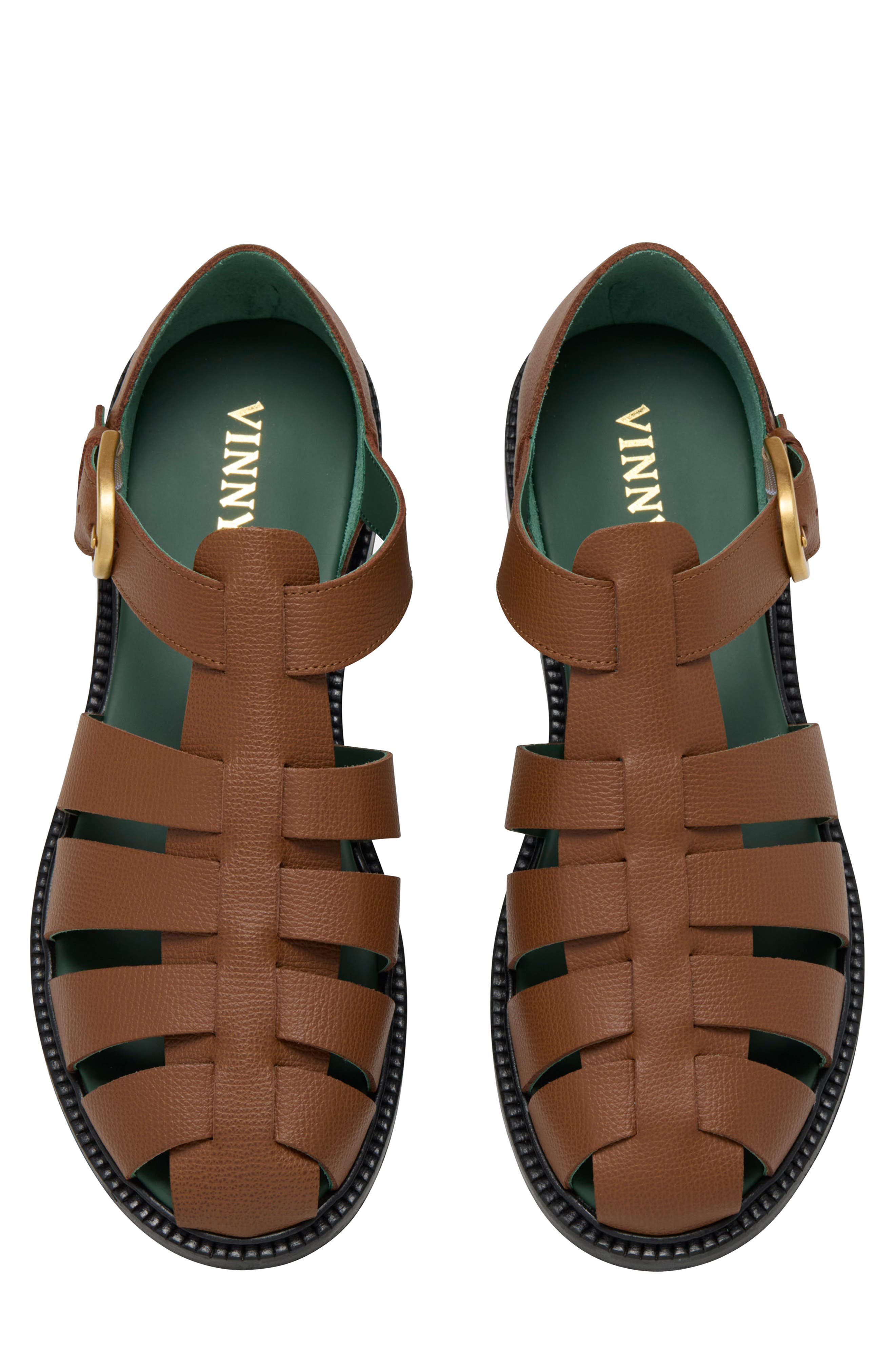 VINNY'S Fisherman Sandal, Alternate, color, Cognac Grain Leather