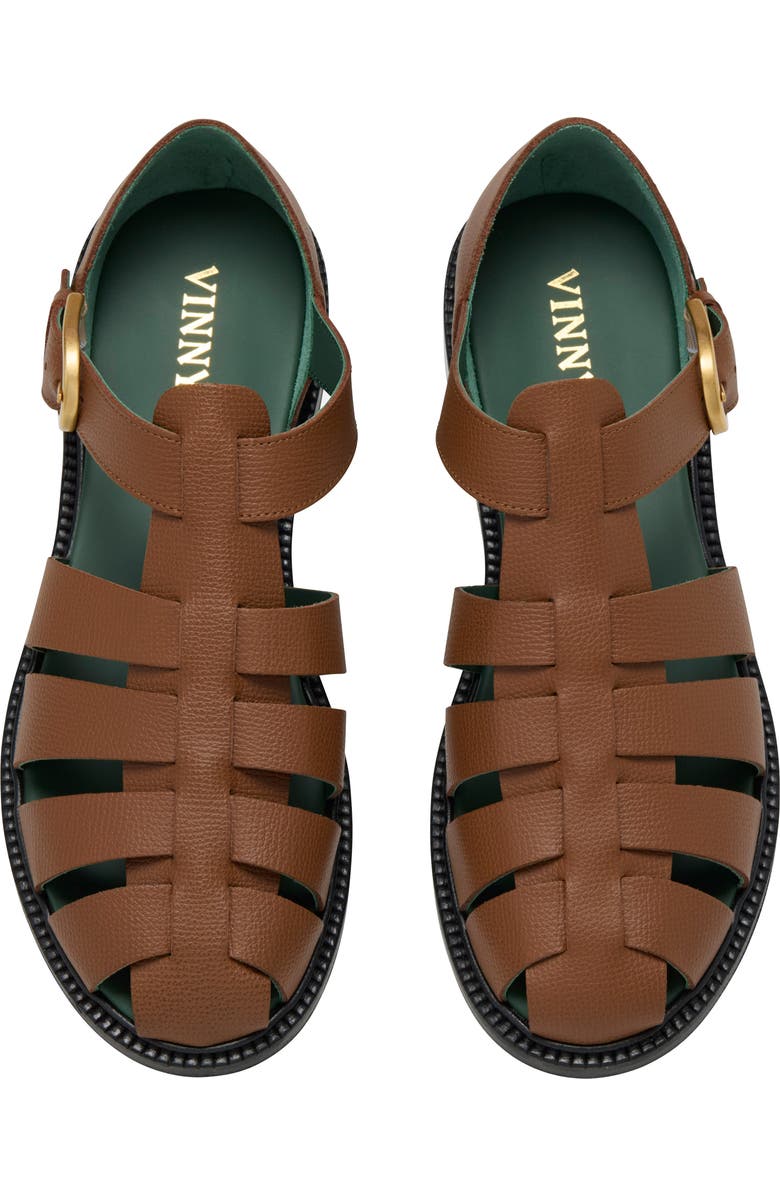 VINNY'S Fisherman Sandal, Alternate, color, Cognac Grain Leather