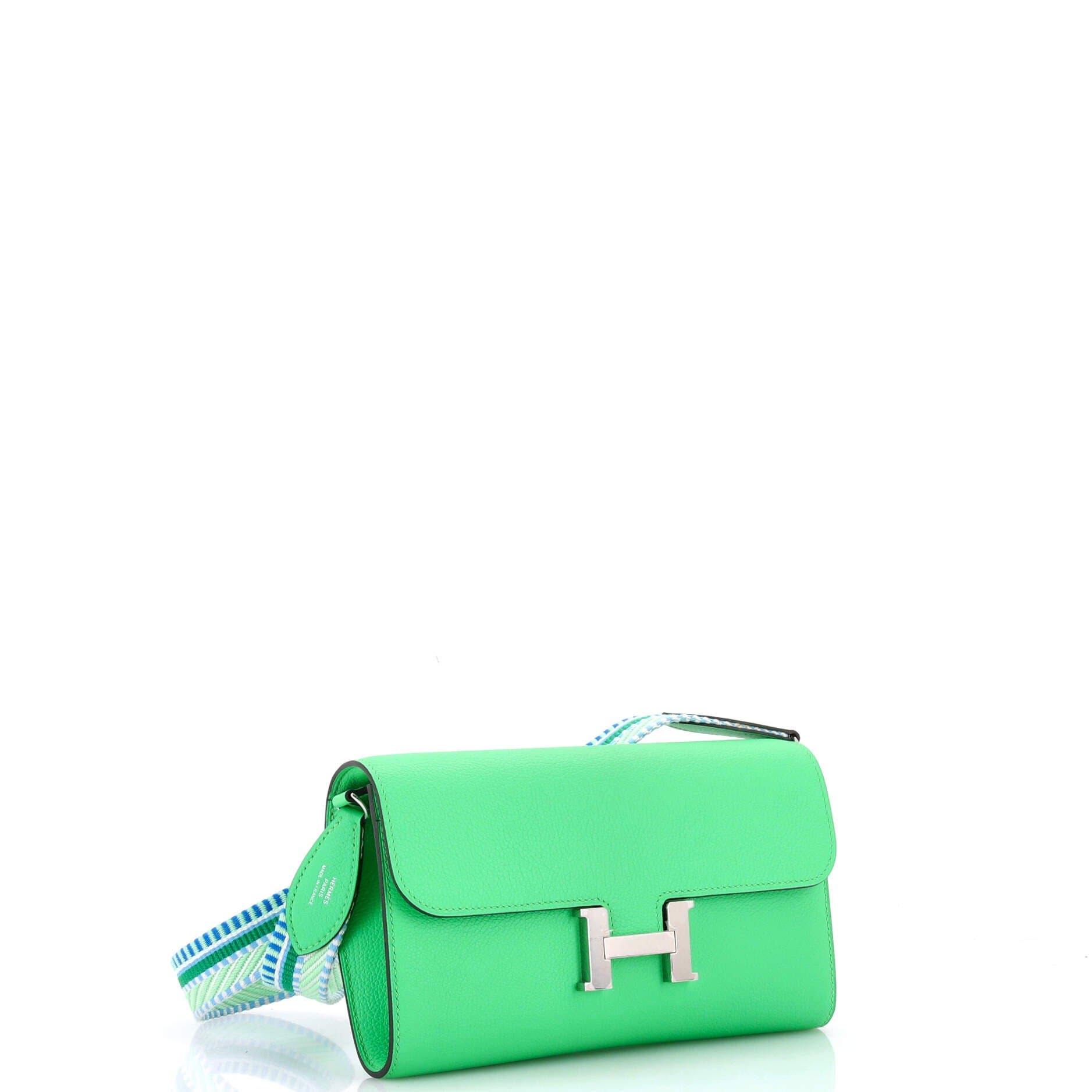 Pre-Owned Hermes Cavale Constance To Go Wallet Evercolor, Alternate, color, Vert Comics