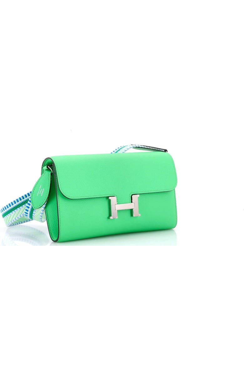 Pre-Owned Hermes Cavale Constance To Go Wallet Evercolor, Alternate, color, Vert Comics