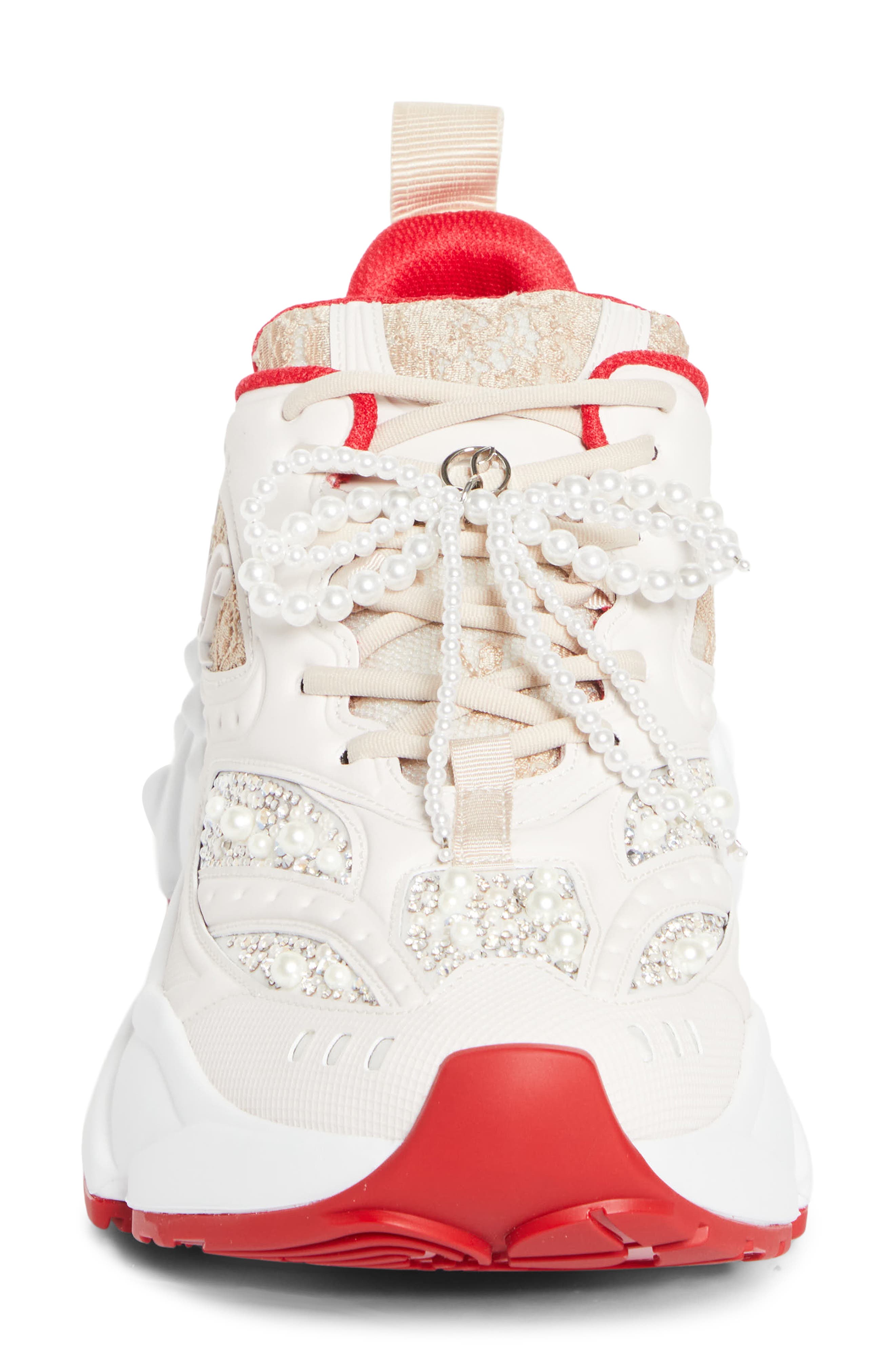 Christian Louboutin So Flo Perla Sneaker, Alternate, color, Pearl
