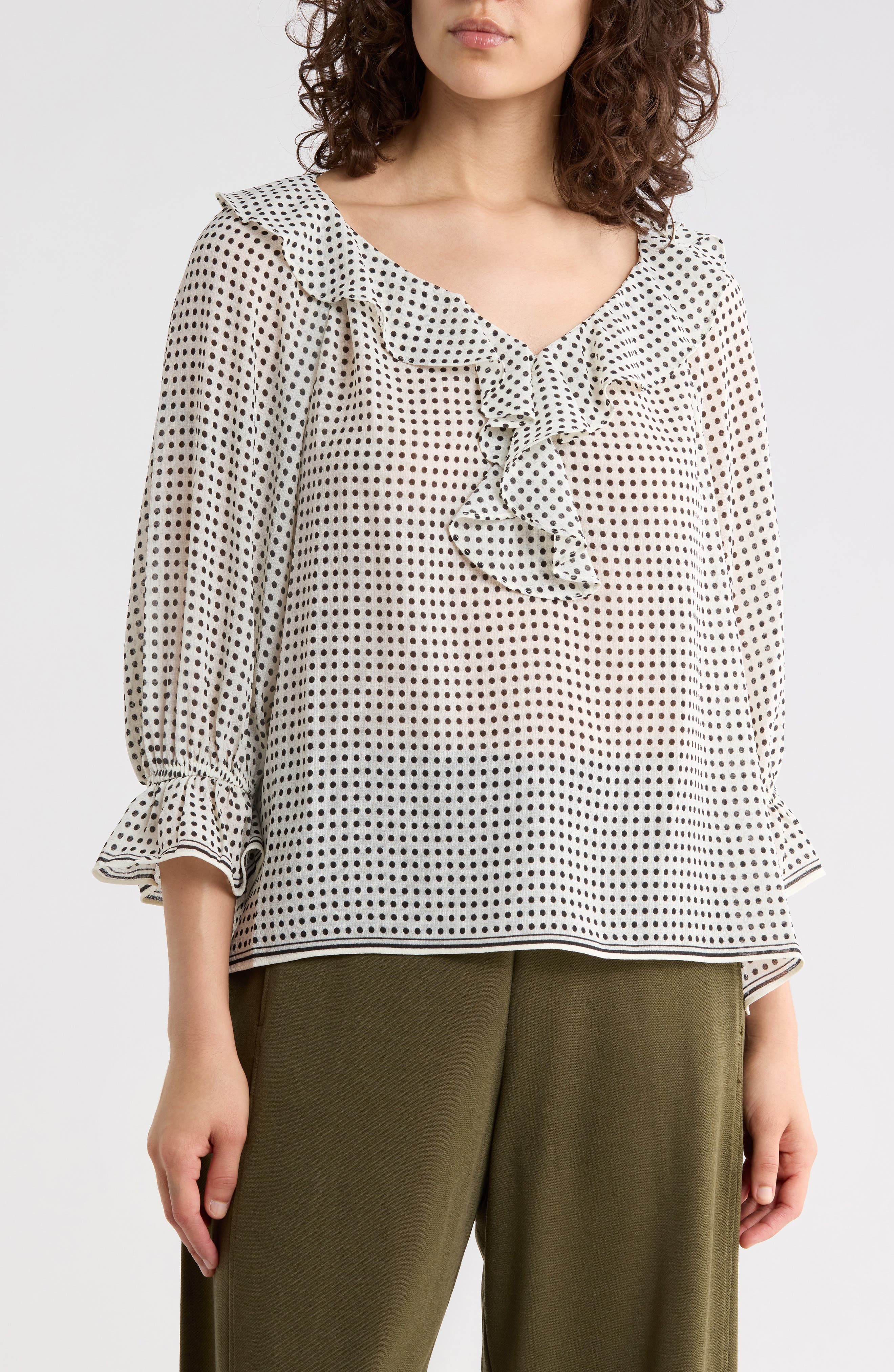 Ruffle Front Floral Top