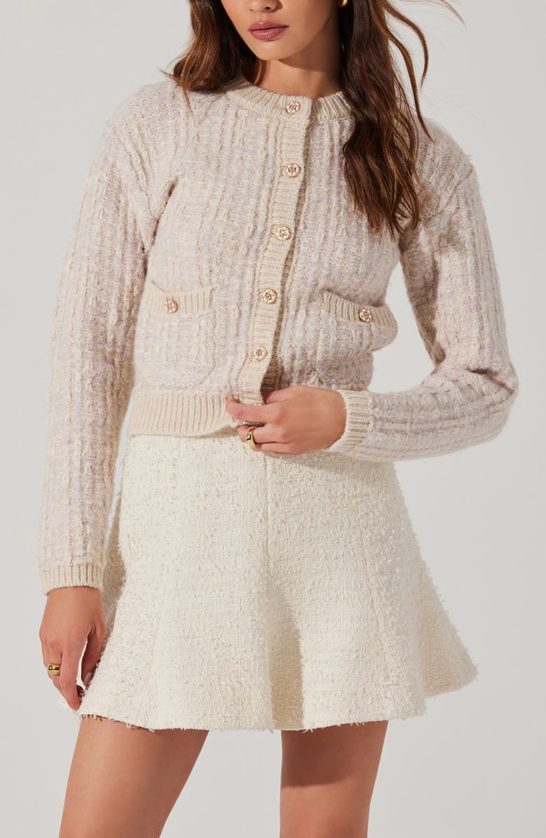 ASTR the Label Leyla Cardigan, Alternate, color, Oatmeal Lavender