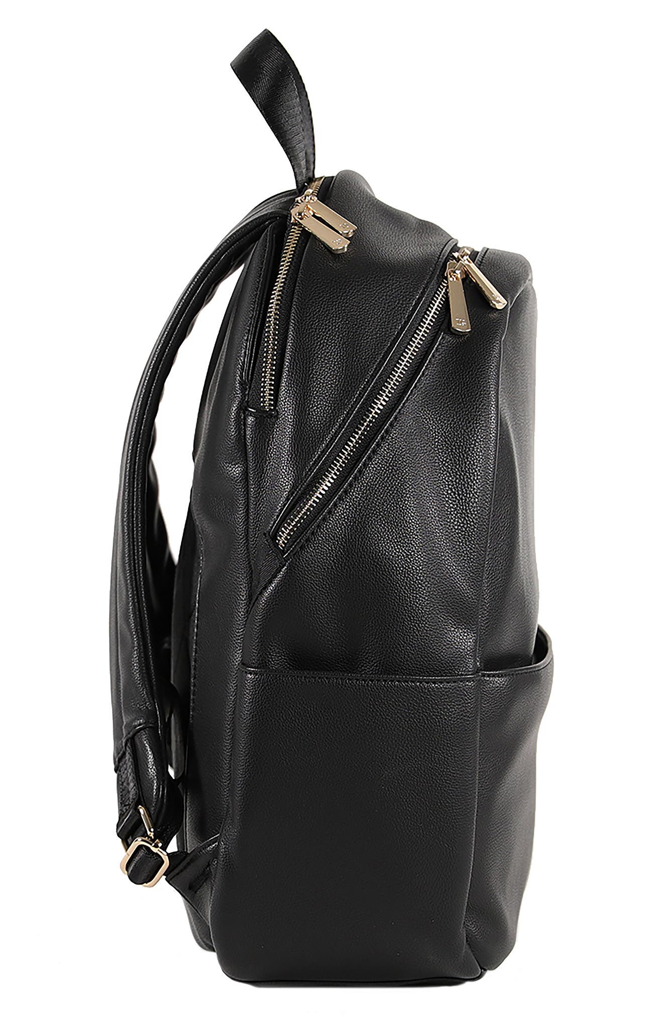 little unicorn Faux Leather Diaper Backpack, Alternate, color, Black