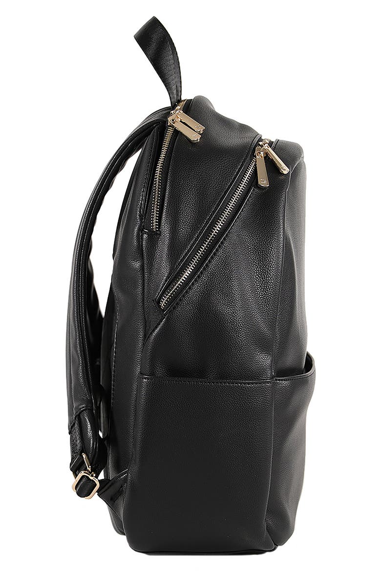 Faux Leather Diaper Backpack, Alternate, color, BLACK