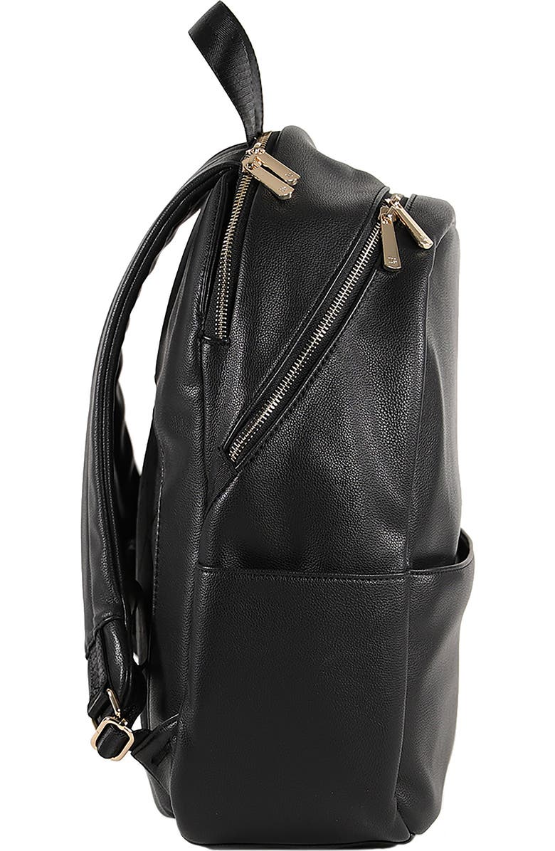 little unicorn Faux Leather Diaper Backpack, Alternate, color, Black