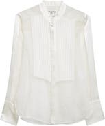 TWP Peyton Pleated Semisheer Silk Button-Up Shirt
