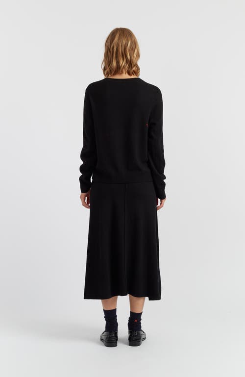 Chinti & Parker Wool-cashmere Crewneck Dancing Snoopy Sweater In Black