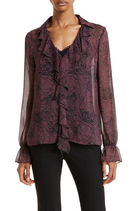 Coryiah Print Ruffle Blouse