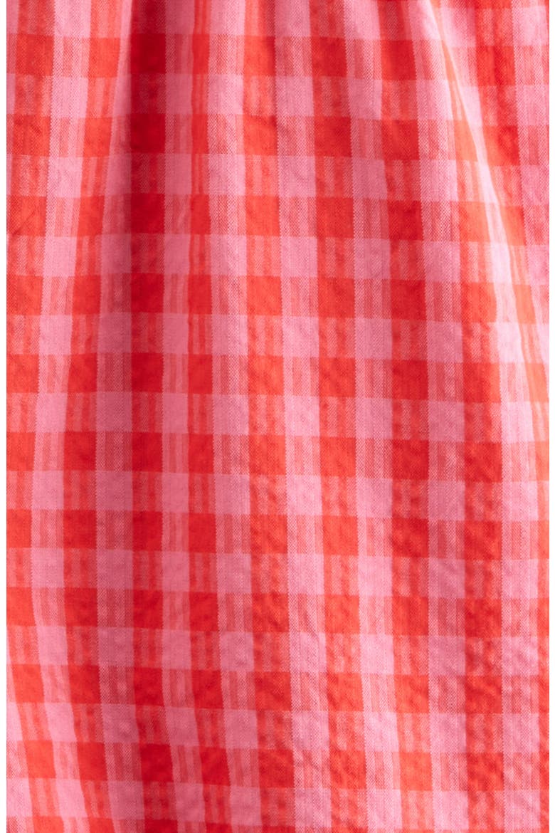 Kids' Gingham Flutter Romper, Alternate, color, RED LOLLIPOP- PINK GINGHAM