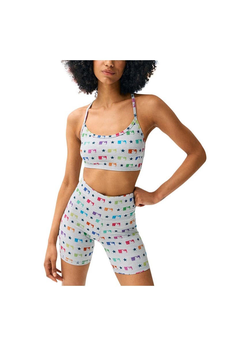 Terez Women's Terez Gray MLB Merchandise TLC Rainbow Shorts, Alternate, color, 