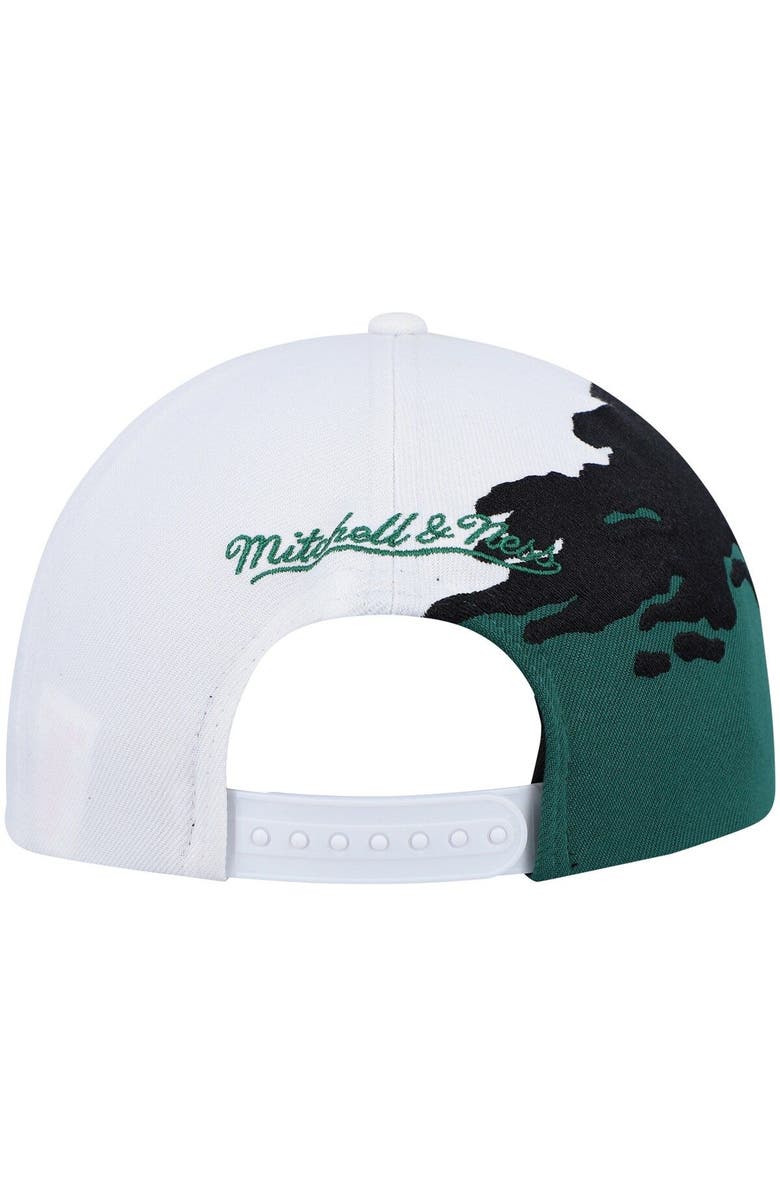Mitchell & Ness Men's Mitchell & Ness White/Kelly Green Boston Celtics Hardwood Classics Paintbrush Snapback Hat, Alternate, color, 