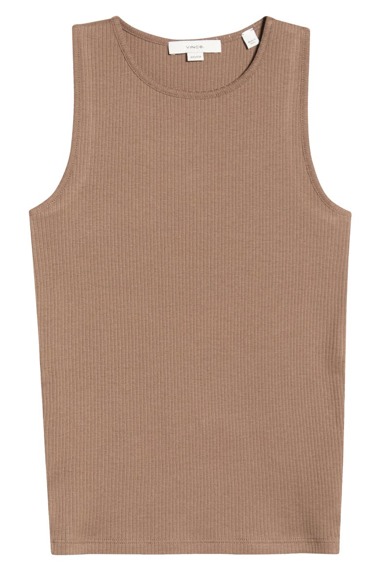 Sleeveless Cotton Rib Shell, Alternate, color, TAUPE HAZE