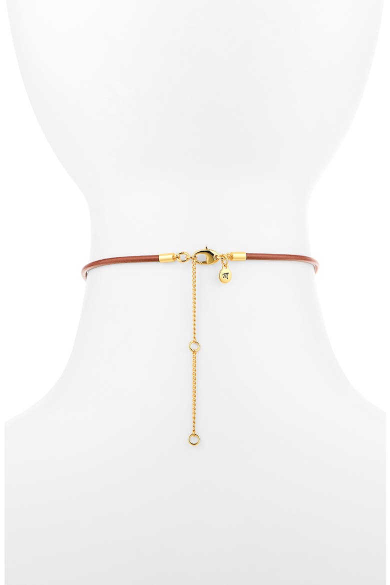 Charm Leather Choker Necklace, Alternate, color, GOLDEN TAN