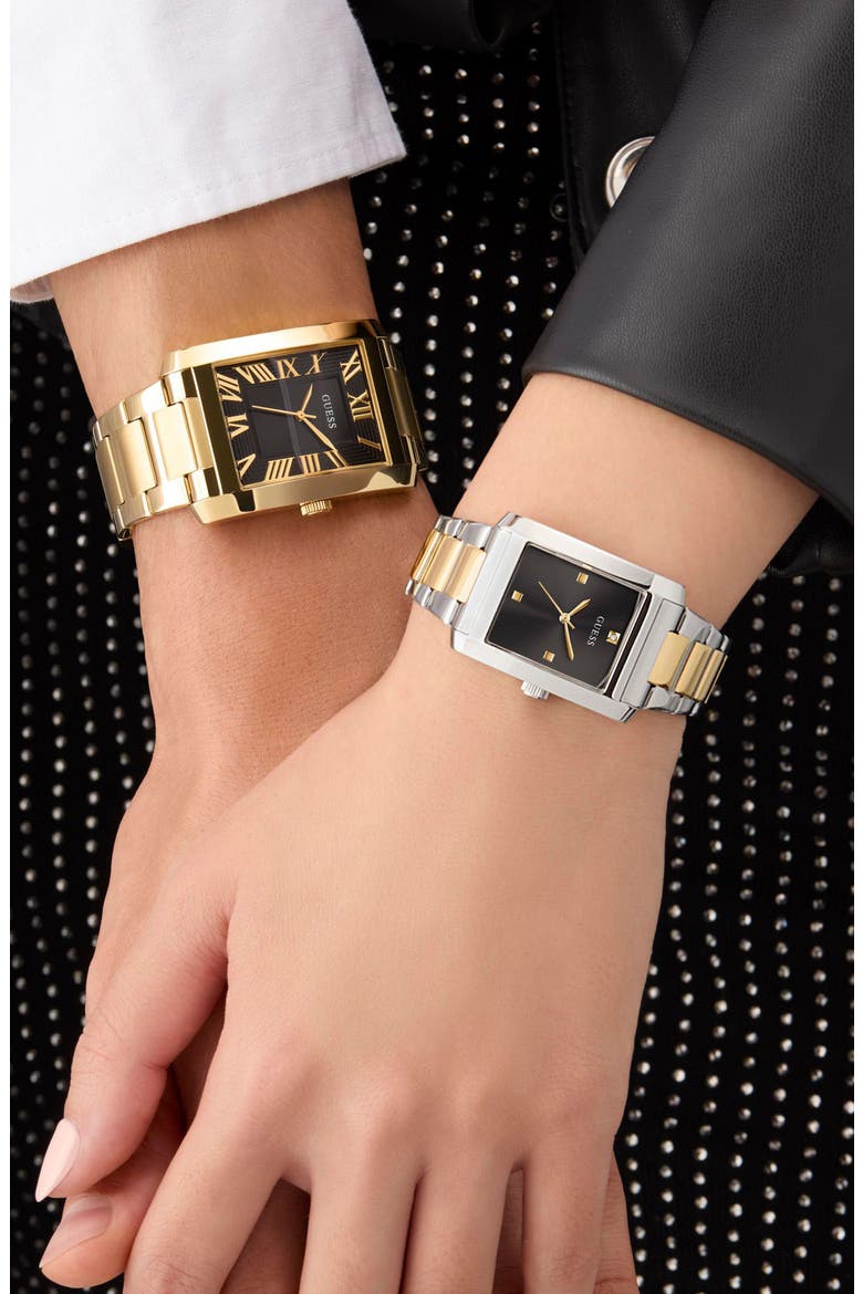 Clyde Goldtone Bracelet Tank Watch, 34mm, Alternate, color, GOLD