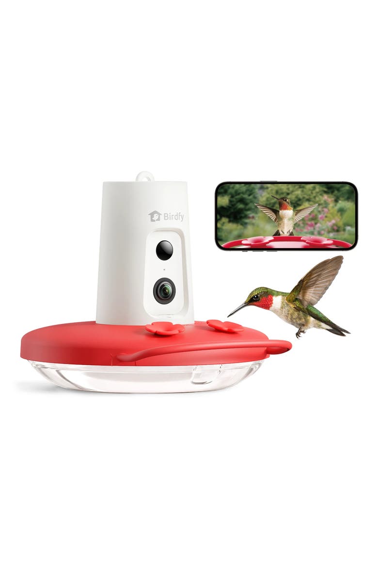 Ruby Smart Hummingbird Feeder, Alternate, color, WHITE/ RED