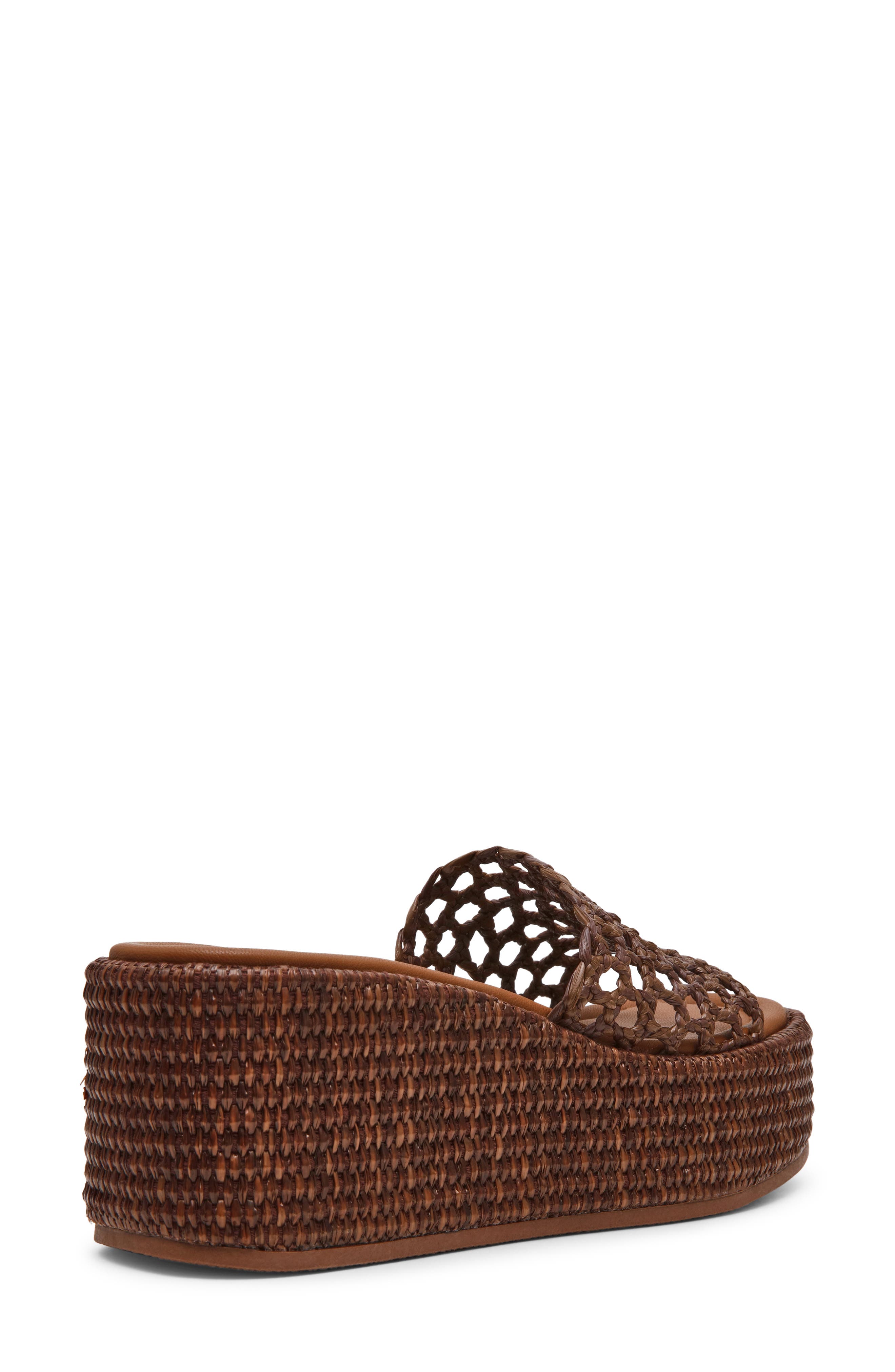 Steve Madden Brandy Platform Wedge Slide Sandal, Alternate, color, Brown Raffia