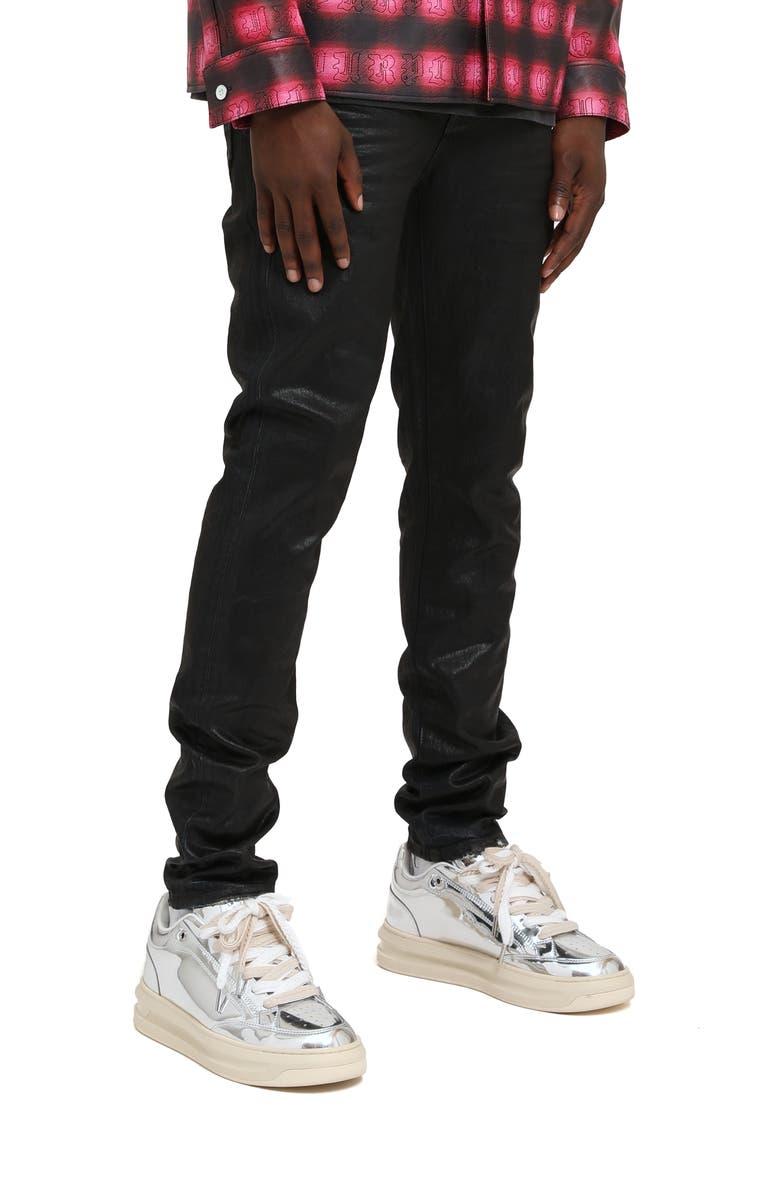 PURPLE BRAND Coated Indigo Skinny Fit Jeans, Alternate, color, Black