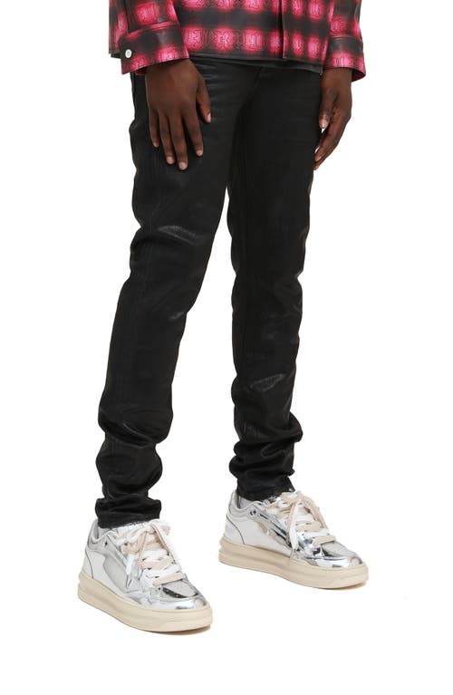 Purple Brand Coated Indigo Skinny Fit Jeans In Black