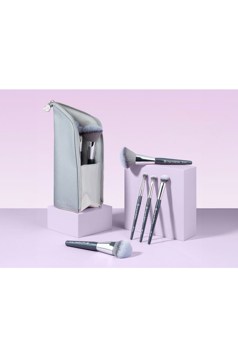 Angie Hot & Flashy Travel Brush Set with Pouch, Alternate, color, Grey