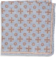 Eleventy Medallion Wool & Cotton Muslin Pocket Square