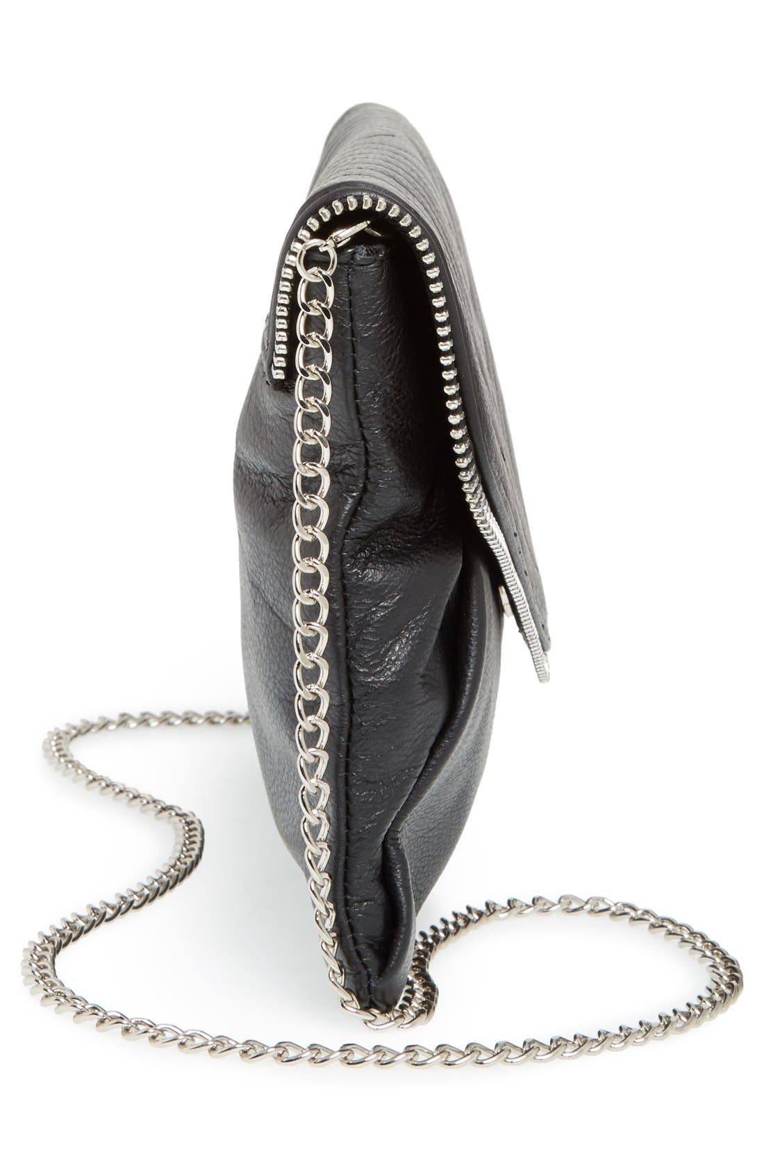 Leather Envelope Clutch, Alternate, color, BLACK QUILT