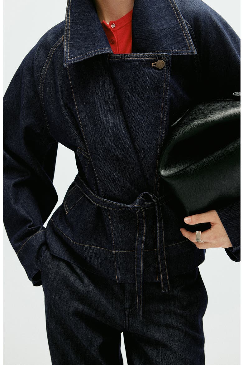 Belted Denim Trench Coat, Alternate, color, OPEN BLUE