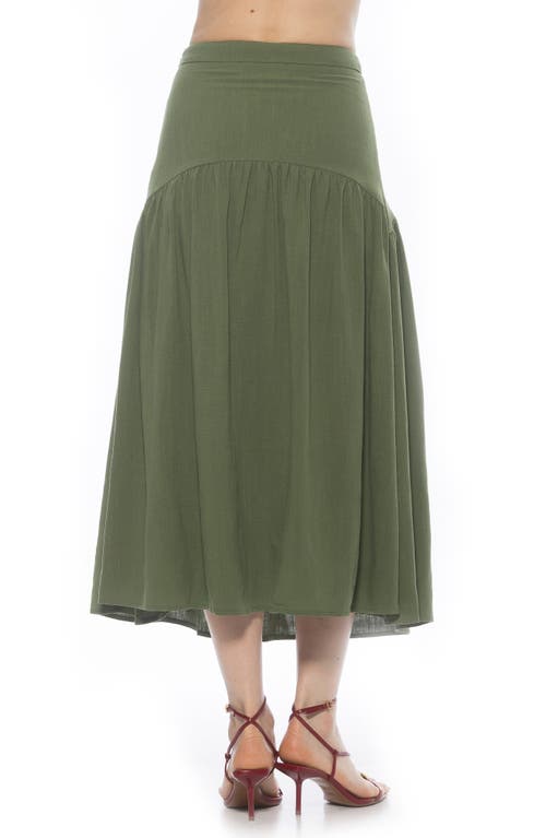 Alexia Admor Michel High Waist Shirred Midi Skirt In Green