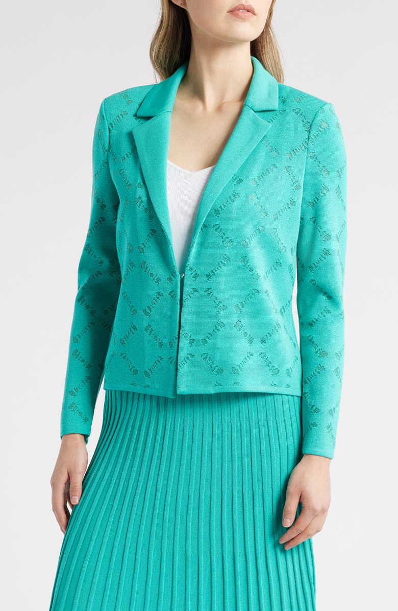 Ming Wang Burnout Knit Jacket, Main, color, Emerald Awe