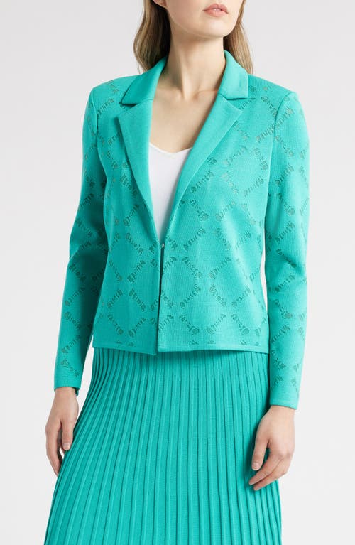 Shop Ming Wang Burnout Knit Jacket In Emerald Awe