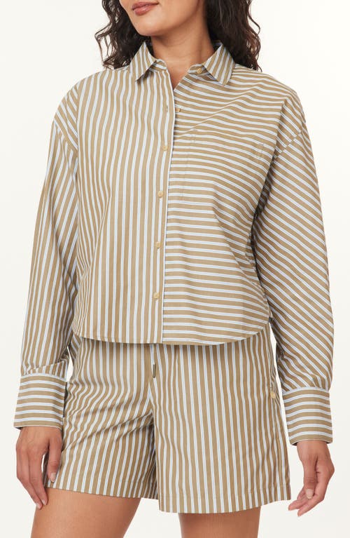 Scotch & Soda Mixed Stripe Crop Button-up Shirt In Green