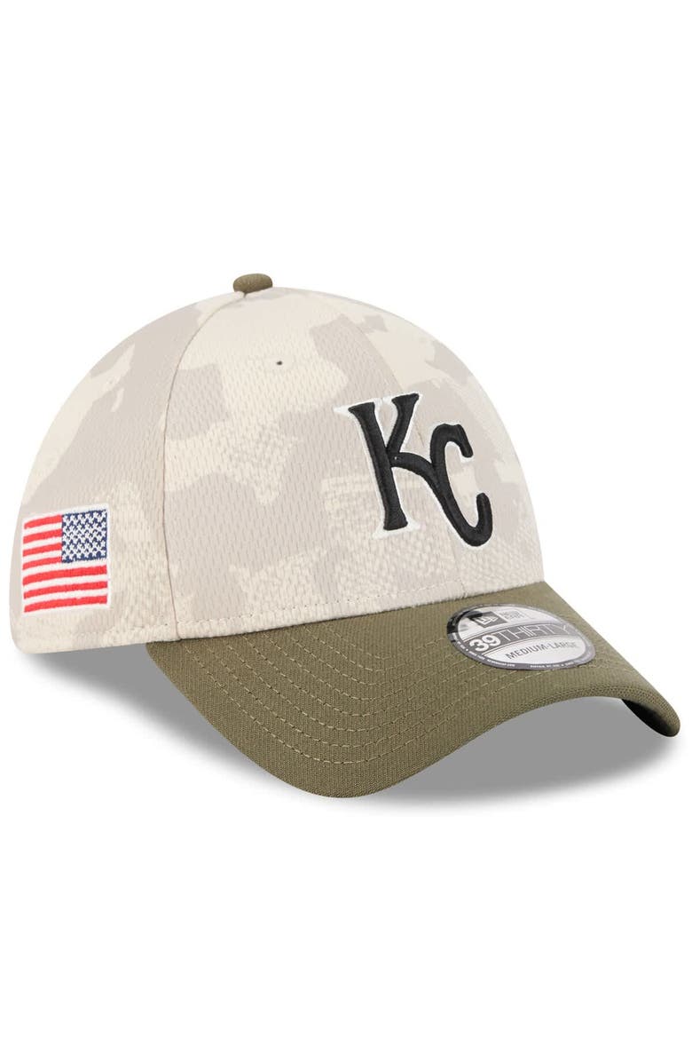 New Era Men's New Era Light Beige/Olive Kansas City Royals 2025 Armed Forces Day 39THIRTY Flex Hat, Main, color, Light Beige