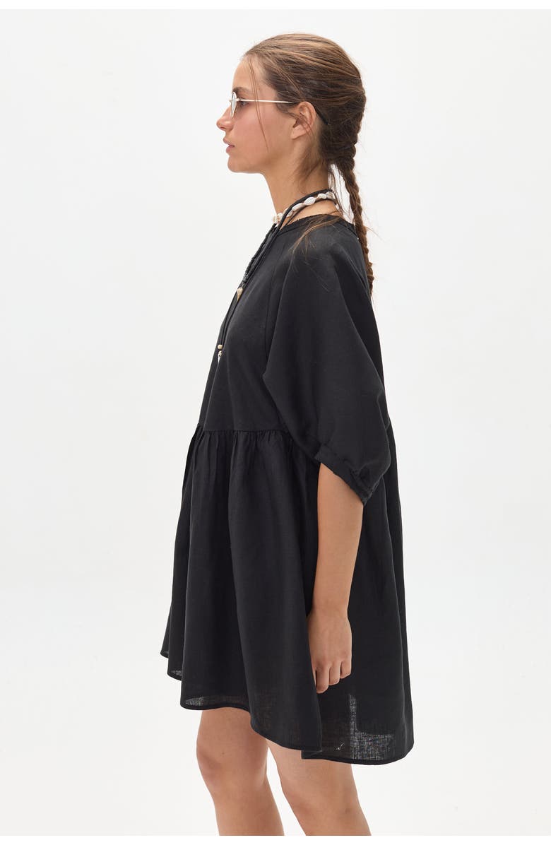 LANHTROPY Alcala Linen Dress, Alternate, color, Black