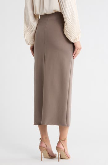 Lace Trim Satin Midi Skirt
