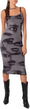 EDIKTED Eyes On You Print Mesh Midi Dress