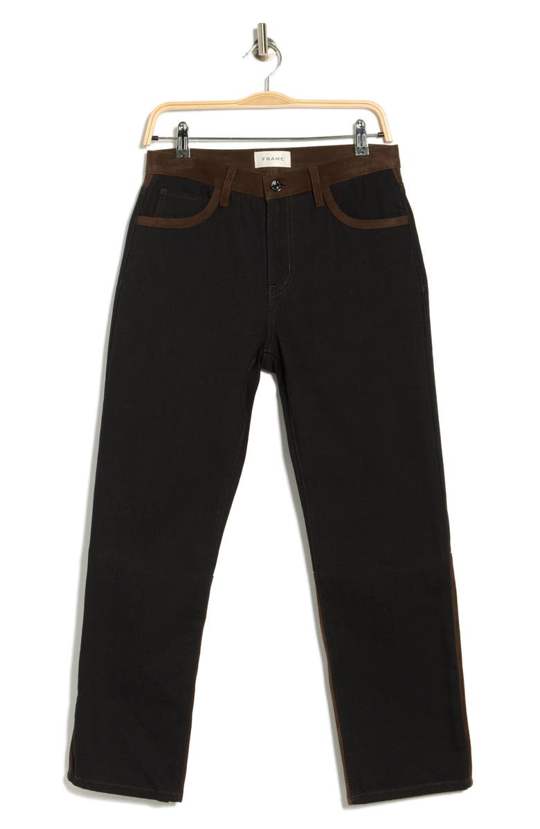 FRAME The Equestrian Suede Trim Straight Leg Jeans, Alternate, color, Trouble Suede