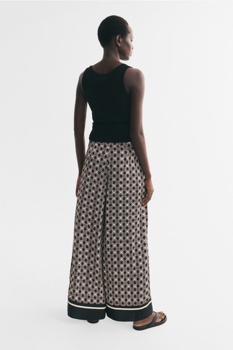 Wide-Leg Pants, Alternate, color, Black/patterned