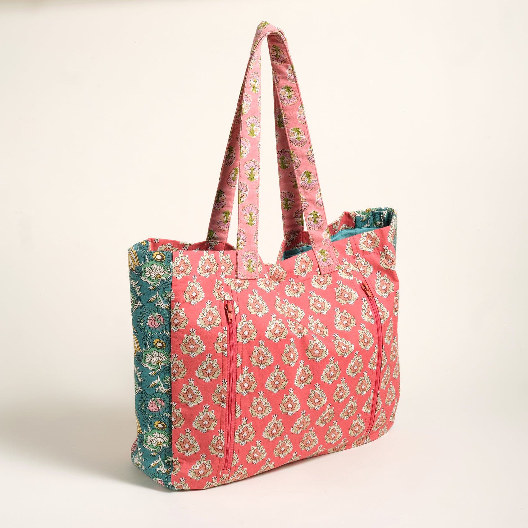 Rajpath Block Printed 100% Cotton Bag 16.5" Artisan Bag, Alternate, color, Red